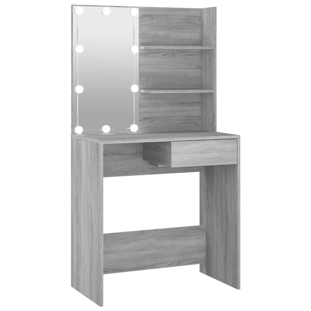 Vidaxl tocador con led gris sonoma 74,5x40x141 cm