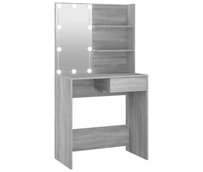Vidaxl tocador con led gris sonoma 74,5x40x141 cm