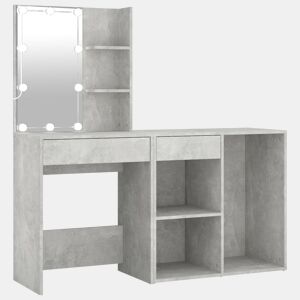 vidaXL Toucador c armário e luzes LED derivados madeira cinza cimento