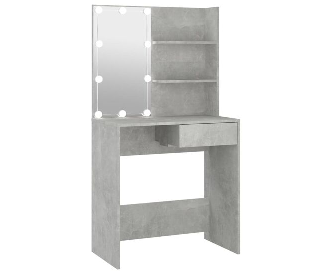 Vidaxl tocador con led color gris hormigón 74,5x40x141 cm