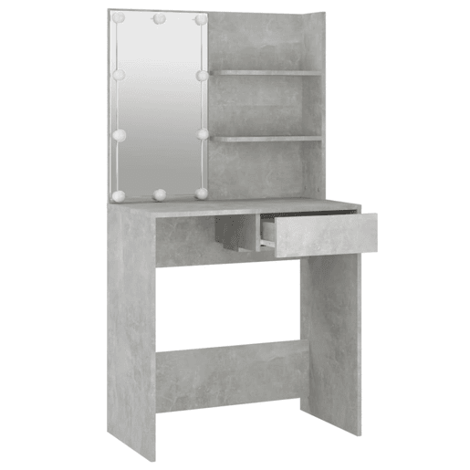 vidaXL Toucador com LEDs 74,5x40x141 cm cinzento cimento