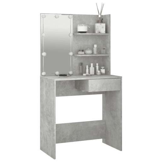 vidaXL Toucador com LEDs 74,5x40x141 cm cinzento cimento