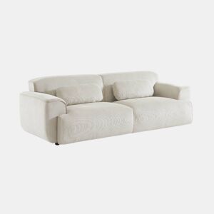 Sofá de 3 lugares, tecido de bombazina branco creme, 2 almofadas amovíveis, Wallas L 230 x P 98 x A 73cm