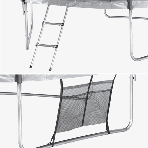 Trampolim 305cm com rede interna e pacote de acessórios, Mars Inner XXL, Cinza, 303x303x76 cm
