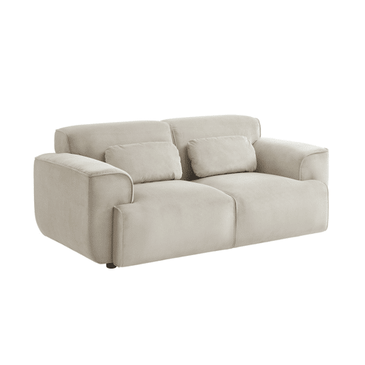 Sofá de bombazina em veludo canelado fino, 2 lugares, Wallas veludo canelado, Cinza bege, 178x97.5x73 cm