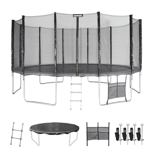Trampolim com pacote de acessórios, 490cm Cinza - 490x490x270 cm
