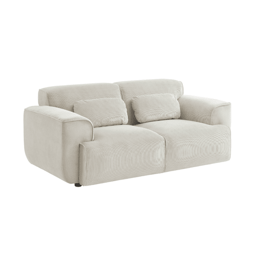 Sofá Wallas, 2 lugares, tecido de veludo cotelê branco cremoso L 180 x P 98 x A 73cm