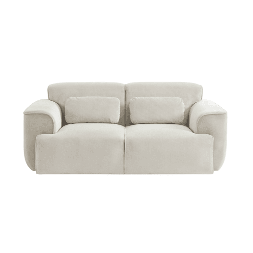 Sofá Wallas, 2 lugares, tecido de veludo cotelê branco cremoso L 180 x P 98 x A 73cm