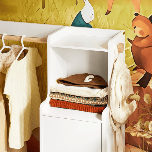 Cabide Infantil Prateleira para Quarto Infantil com 2 Compartimentos e 1 Porta 94 x 35 x 110 cm KMB110-W SoBuy PT