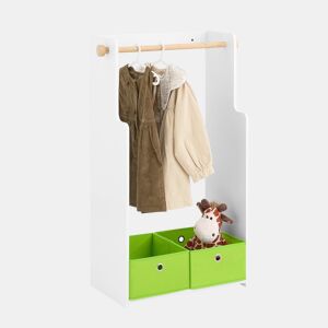 Roupeiro infantil com cabide e caixas, prateleira para roupa infantil 60 x 35 x 110 cm KMB109-W SoBuy PT
