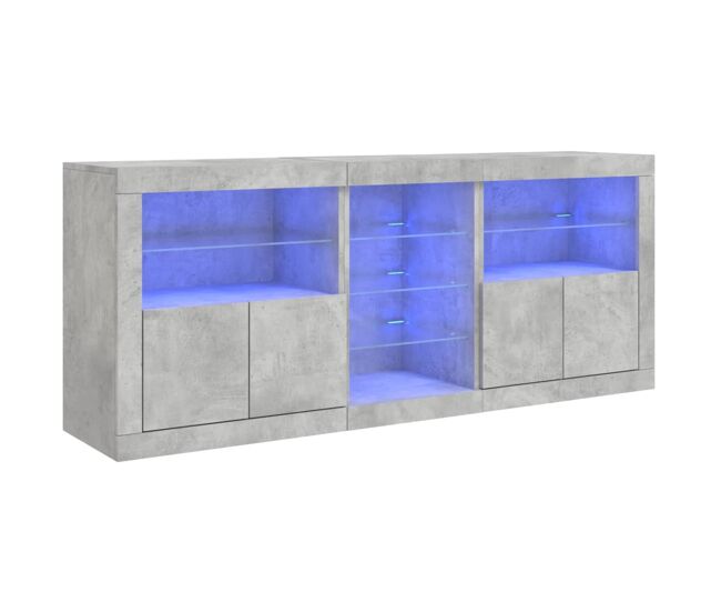 Vidaxl aparador con luces led gris hormigón 162x37x67 cm