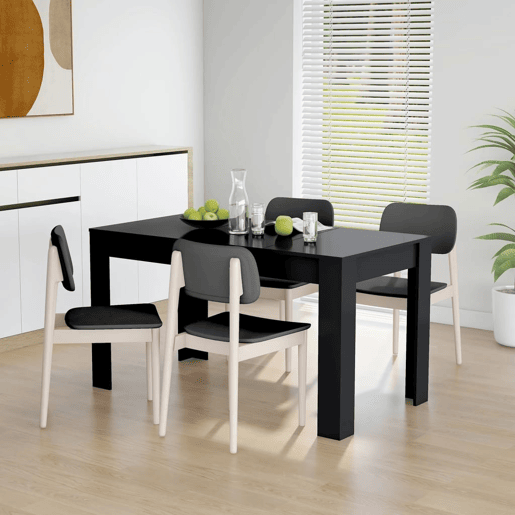 vidaXL Mesa de jantar 140x74,5x76 cm contraplacado preto vidaXL Mesa de jantar 140x74,5x76 cm contraplacado preto