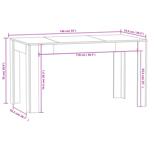 vidaXL Mesa de jantar 140x74,5x76 cm contraplacado preto vidaXL Mesa de jantar 140x74,5x76 cm contraplacado preto