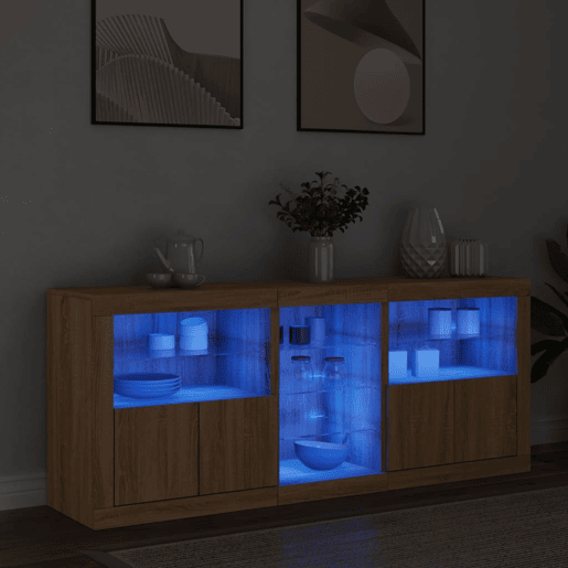 vidaXL Aparador com luzes LED 162x37x67 cm carvalho sonoma vidaXL Aparador com luzes LED 162x37x67 cm carvalho sonoma