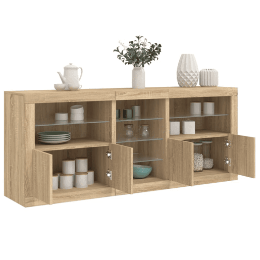 vidaXL Aparador com luzes LED 162x37x67 cm carvalho sonoma vidaXL Aparador com luzes LED 162x37x67 cm carvalho sonoma