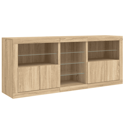 vidaXL Aparador com luzes LED 162x37x67 cm carvalho sonoma vidaXL Aparador com luzes LED 162x37x67 cm carvalho sonoma