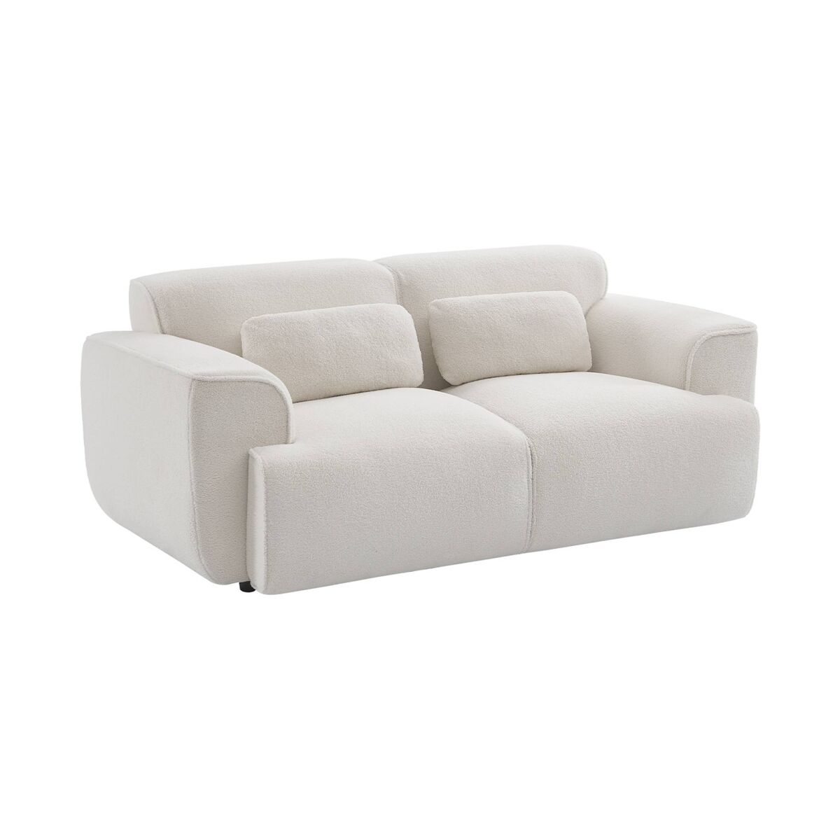 Sofá de 2 plazas en tejido borreguito, wallas, blanco, 178x97.5x73 cm