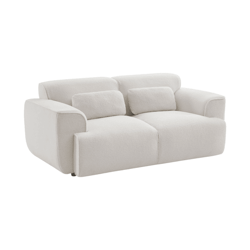 Sofá de 2 lugares em tecido bouclette, Wallas boucle, Boucle branco, 178x97.5x73 cm