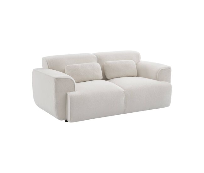 Sofá de 2 plazas en tejido borreguito, wallas, blanco, 178x97.5x73 cm
