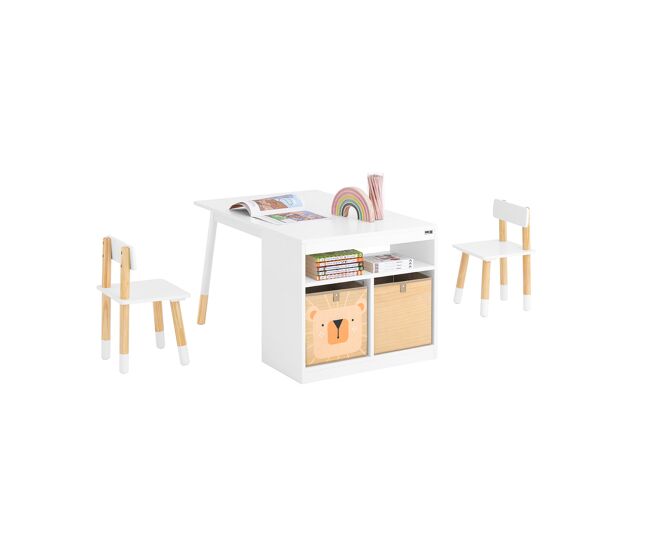 Sobuy kmb113-w set de mesa infantil con 2 sillas con 2 cajas blanco