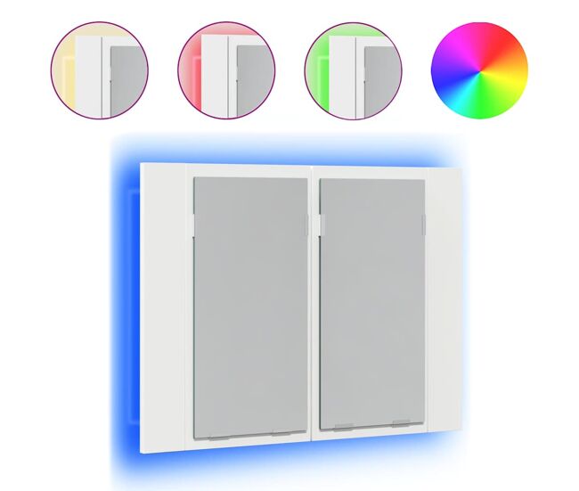 Vidaxl armario espejo de baño con luz led acrílico blanco 60x12x45 cm