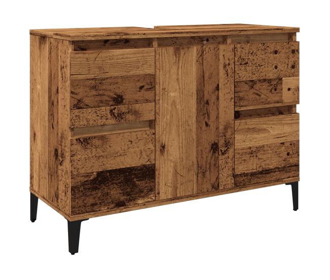 Vidaxl mueble de lavabo madera ingeniería envejecida 80x33x60 cm
