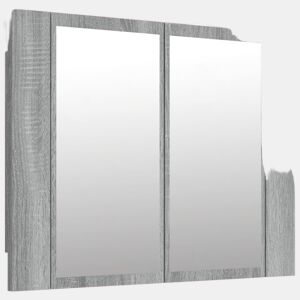 vidaXL Armário espelhado c LEDs derivados de madeira cinzento sonoma