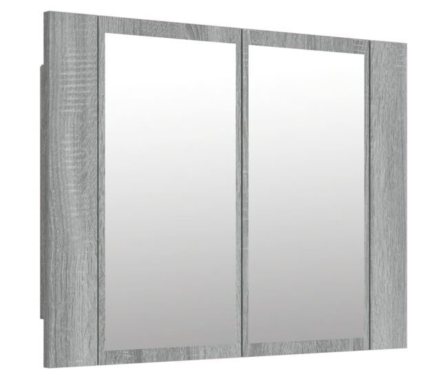 Vidaxl armario con espejo y led madera contrachapada gris 60x12x45 cm