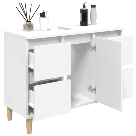 vidaXL Armário de lavatório 80x33x60 cm derivados de madeira branco vidaXL Armário de lavatório 80x33x60 cm derivados de madeira branco