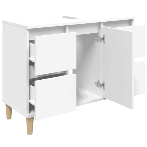 vidaXL Armário de lavatório 80x33x60 cm derivados de madeira branco vidaXL Armário de lavatório 80x33x60 cm derivados de madeira branco