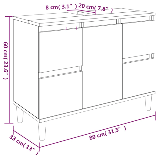 vidaXL Armário de lavatório 80x33x60 cm derivados de madeira branco vidaXL Armário de lavatório 80x33x60 cm derivados de madeira branco