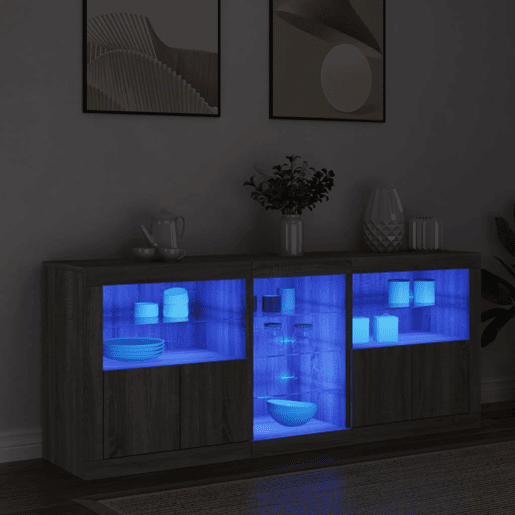 vidaXL Aparador com luzes LED 162x37x67 cm cinzento sonoma vidaXL Aparador com luzes LED 162x37x67 cm cinzento sonoma