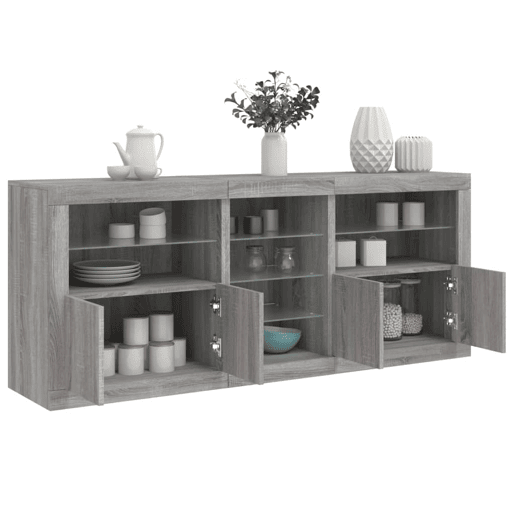 vidaXL Aparador com luzes LED 162x37x67 cm cinzento sonoma vidaXL Aparador com luzes LED 162x37x67 cm cinzento sonoma