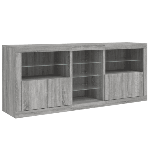 vidaXL Aparador com luzes LED 162x37x67 cm cinzento sonoma vidaXL Aparador com luzes LED 162x37x67 cm cinzento sonoma
