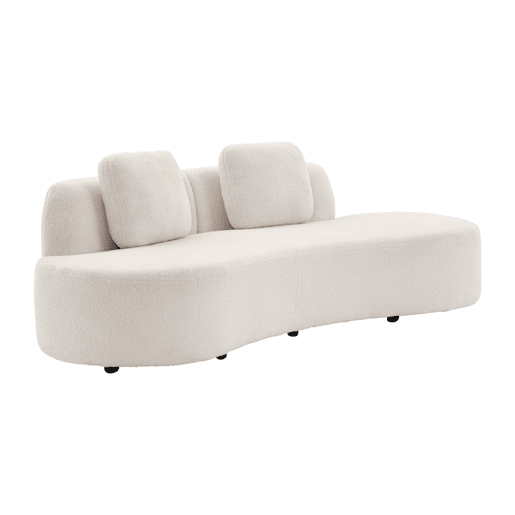 Sofá virgule de 3 lugares em tecido bouclette orgânico - WAVE L 232 x P 97 x A 68cm