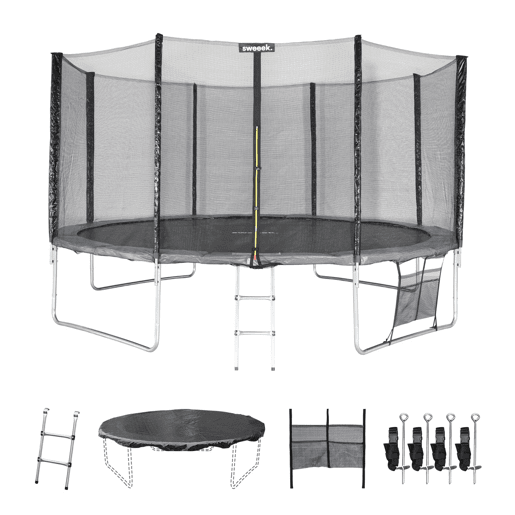Trampolim com pacote de acessórios de 430cm, Venus XXL, Cinza, 430x430x260 cm