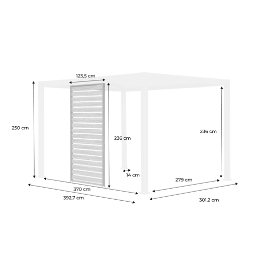 Persiana 130cm de alumínio com efeito madeira para pérgola Triomphe 3x4m, Triomphe persiana 130cm, Antracite, 123.5x6x236 cm