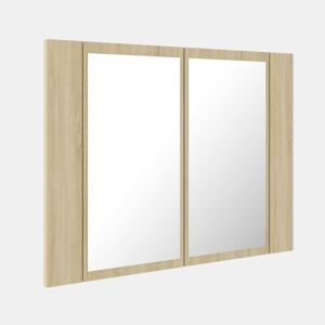 vidaXL Armário espelhado casa de banho LED acrílico carvalho sonoma