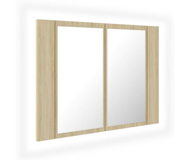 Vidaxl armario espejo de baño led acrílico roble sonoma 60x12x45 cm