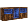vidaXL Aparador com luzes LED 162x37x67 cm carvalho fumado
