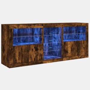 vidaXL Aparador com luzes LED 162x37x67 cm carvalho fumado