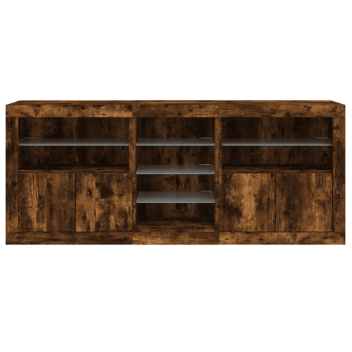 vidaXL Aparador com luzes LED 162x37x67 cm carvalho fumado