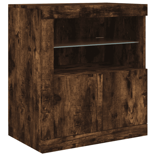 vidaXL Aparador com luzes LED 162x37x67 cm carvalho fumado