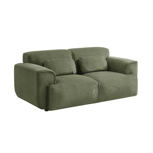 Sofá Wallas, 2 lugares, tecido de bombazina verde L 180 x P 98 x A 73cm