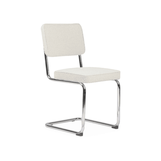 Cadeiras cantilever de laço texturado, set de 2, Maja, Blanc cassé, 46x54.5x84.5 cm