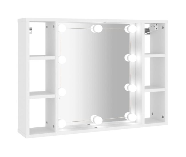 Vidaxl mueble con espejo y luces led blanco 76x15x55 cm