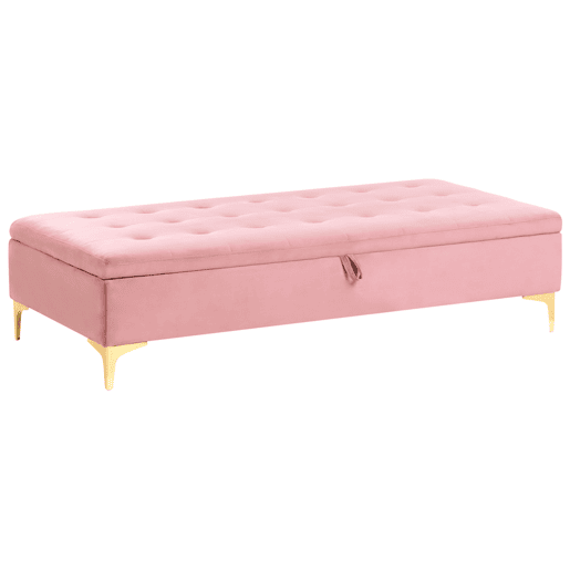 Repousa-pés com arrumação ABERDEEN Veludo Rosa