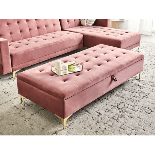 Repousa-pés com arrumação ABERDEEN Veludo Rosa