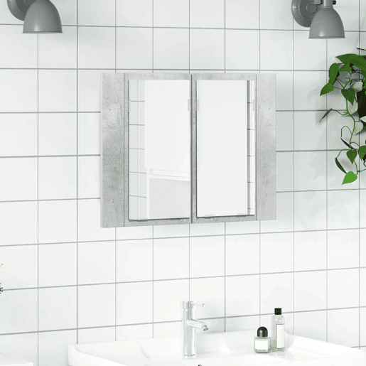 vidaXL Armário espelhado casa de banho LED acrílico cinza cimento vidaXL Armário espelhado casa de banho LED acrílico cinza cimento