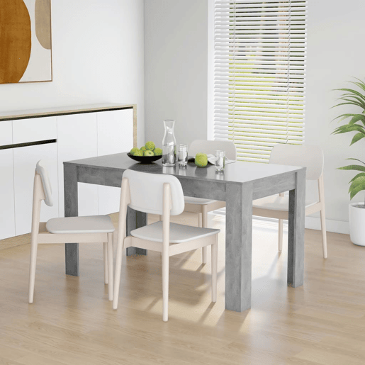 vidaXL Mesa de jantar 140x74,5x76 cm contraplacado cinzento cimento vidaXL Mesa de jantar 140x74,5x76 cm contraplacado cinzento cimento